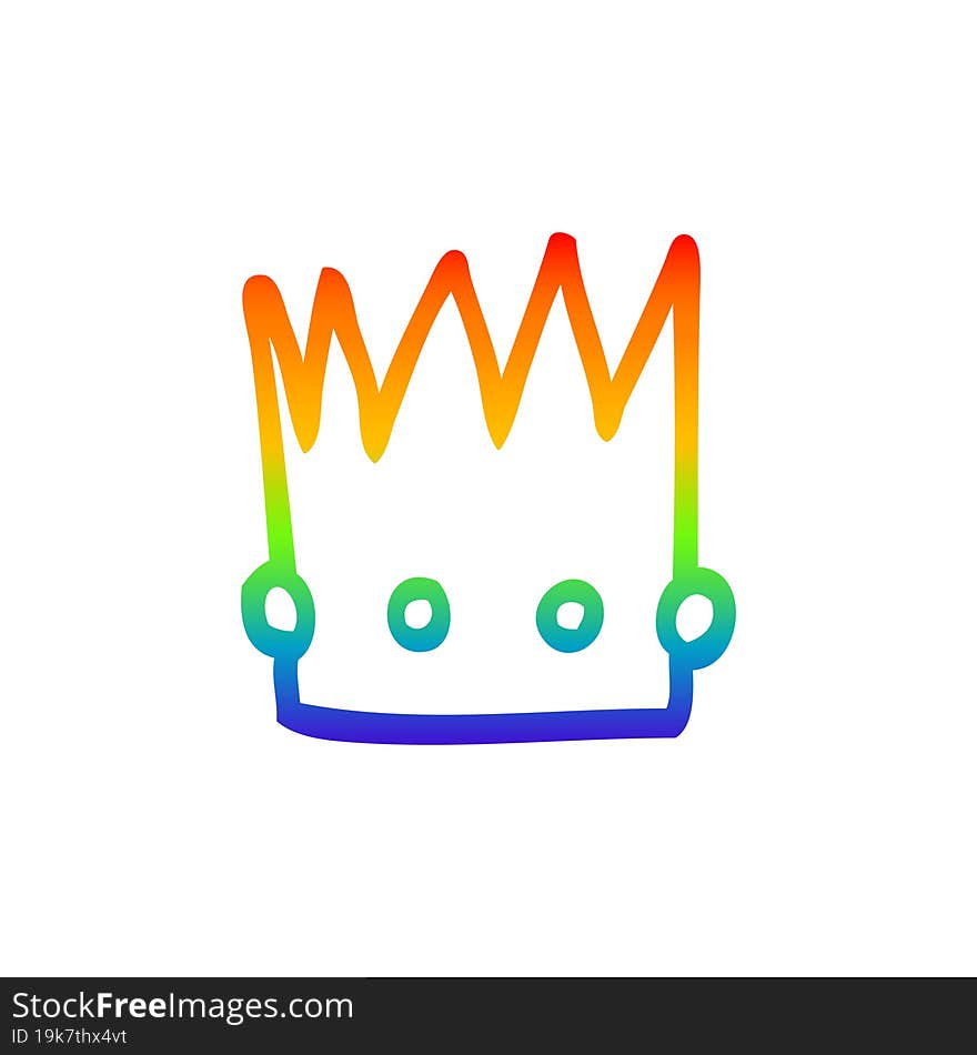 rainbow gradient line drawing cartoon crown