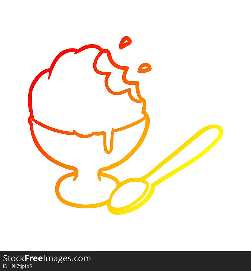 Warm Gradient Line Drawing Ice Cream Dessert In Bowl