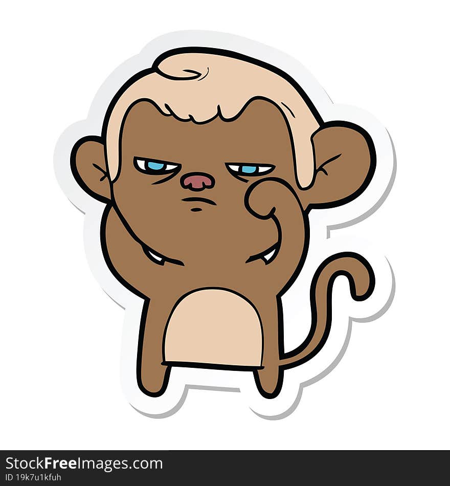 sticker of a cartoon annoyed monkey