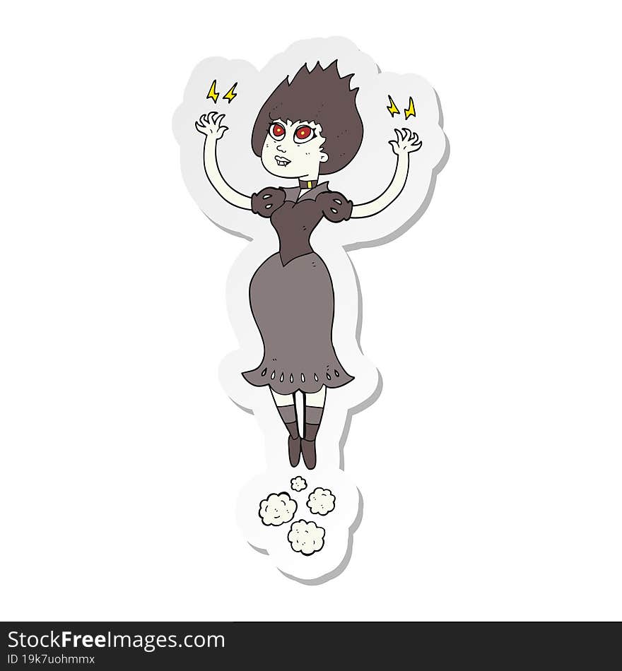 Sticker Of A Cartoon Vampire Girl Flying