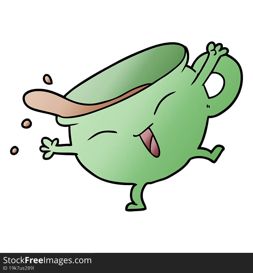 cartoon teacup dancing. cartoon teacup dancing