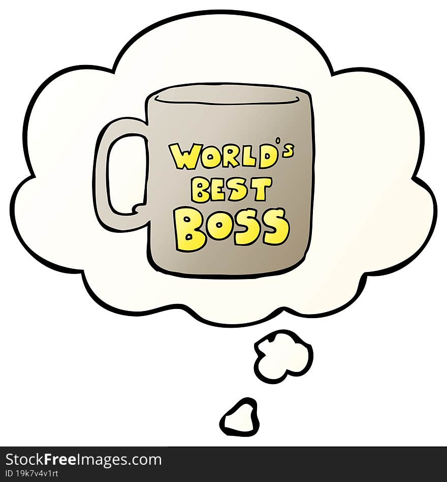 worlds best boss mug and thought bubble in smooth gradient style