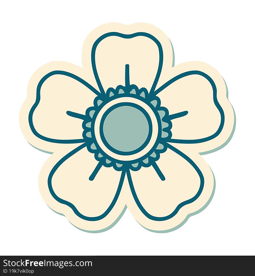 sticker of tattoo in traditional style of a flower. sticker of tattoo in traditional style of a flower