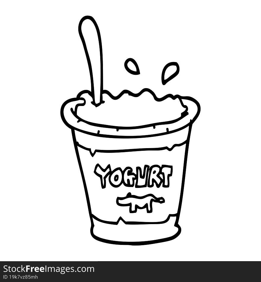 black and white cartoon yogurt