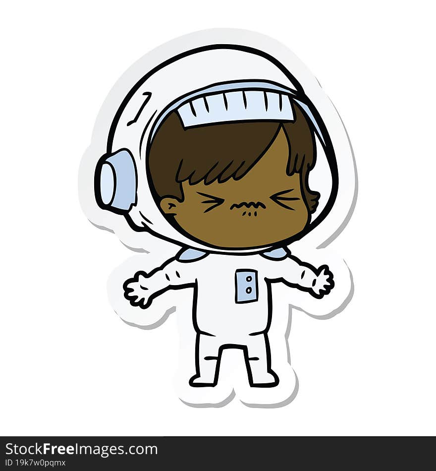 sticker of a angry cartoon space girl