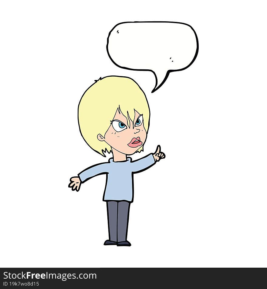 Cartoon Woman Arguing With Speech Bubble