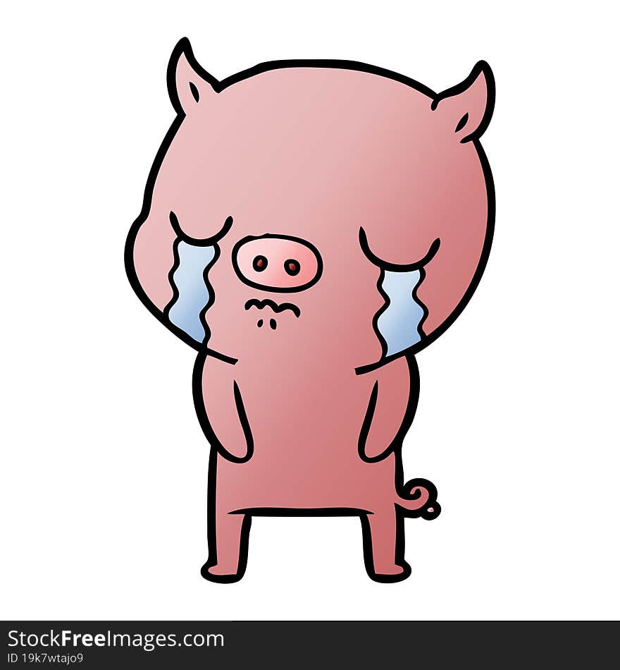 cartoon pig crying. cartoon pig crying