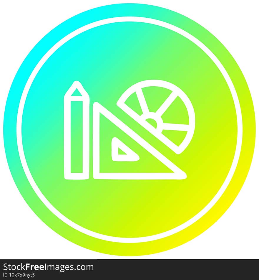 math equipment circular in cold gradient spectrum