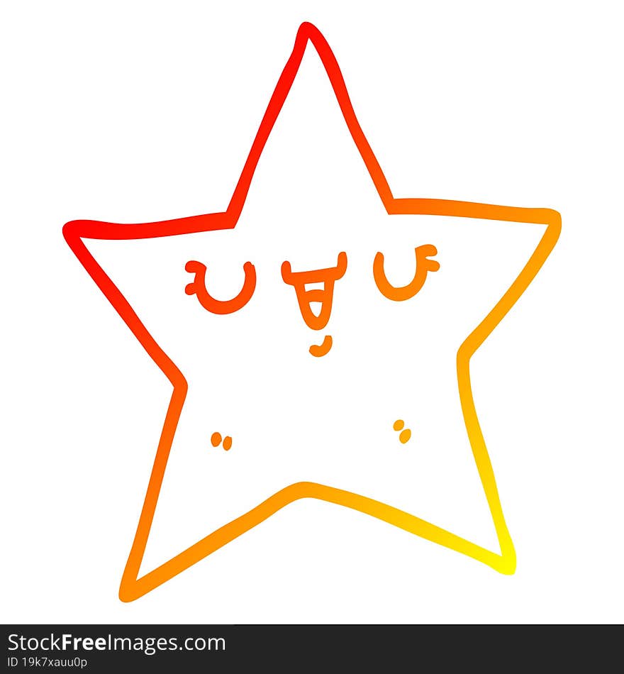 warm gradient line drawing cartoon star