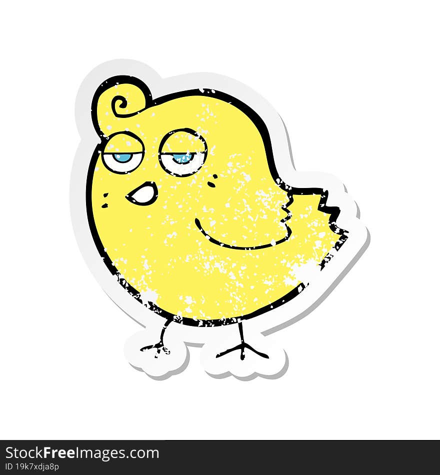 retro distressed sticker of a cartoon bird