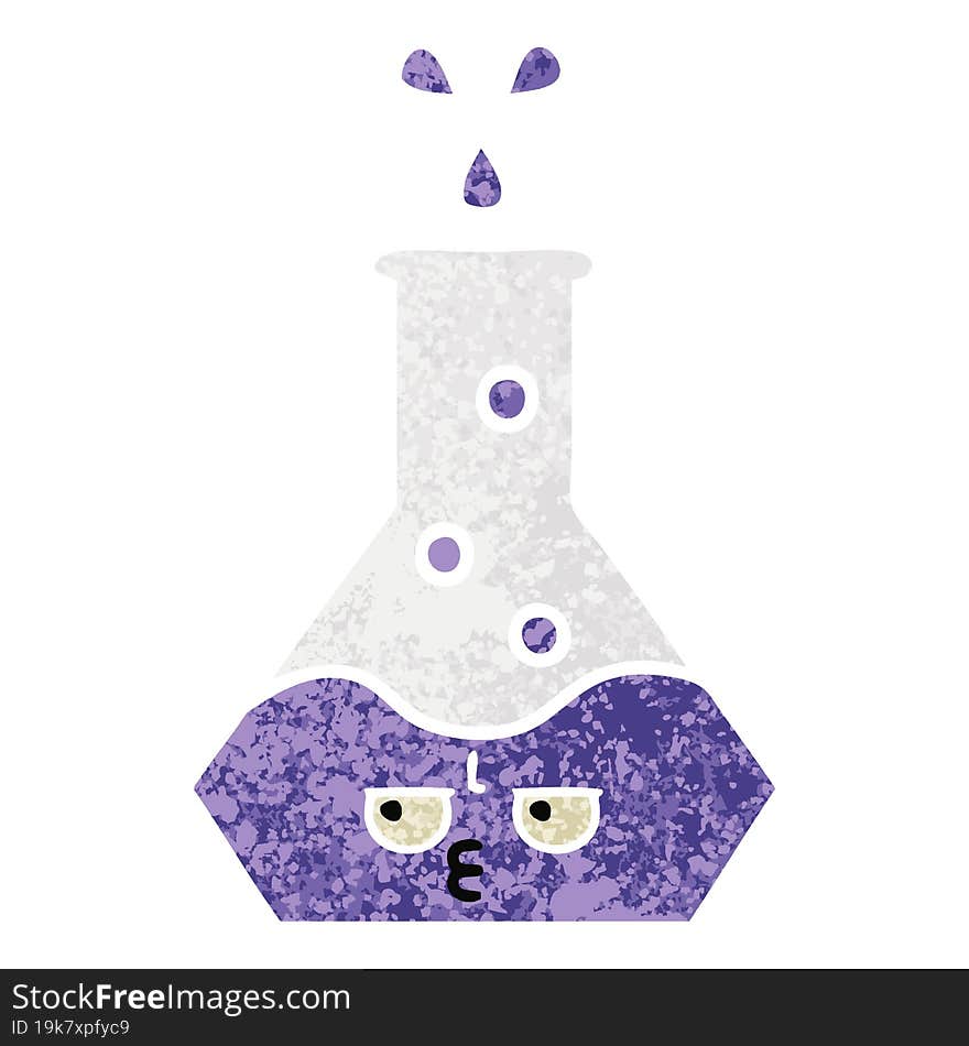 retro illustration style cartoon science beaker