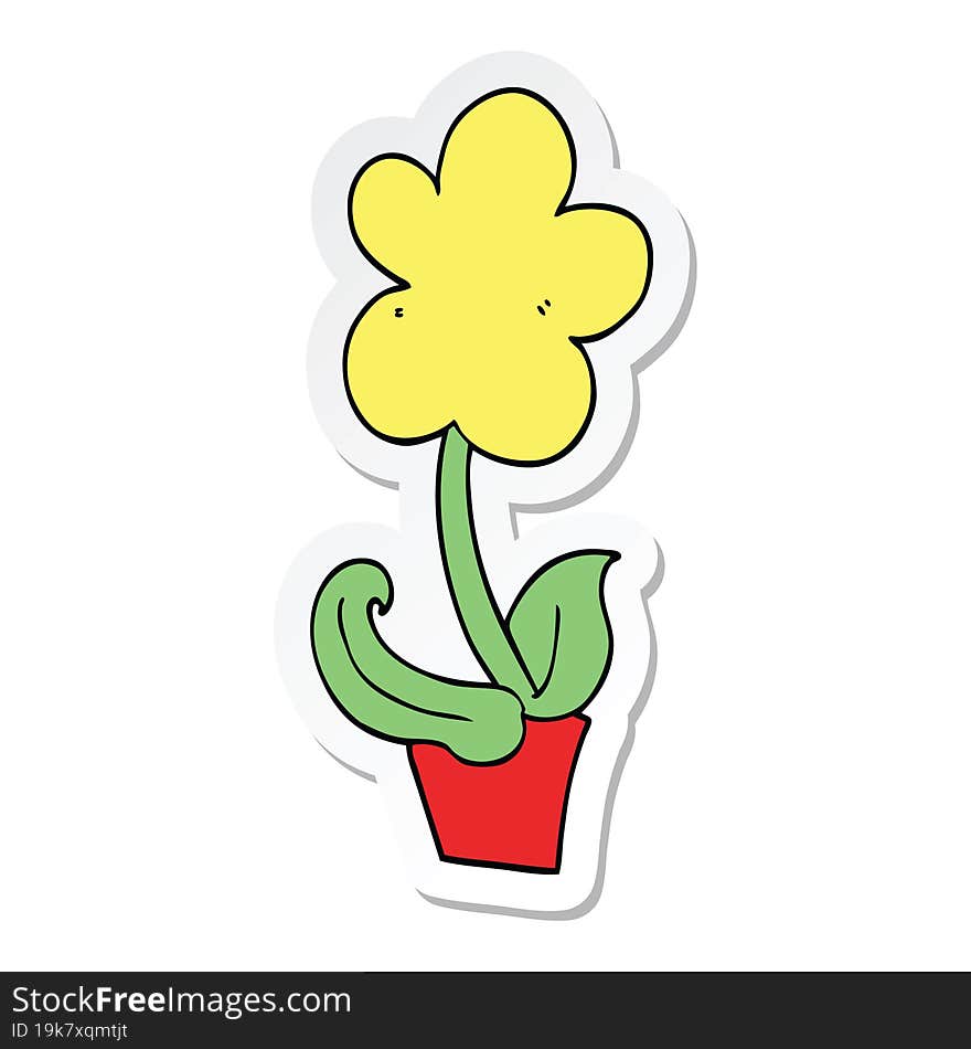 Sticker Of A Cute Cartoon Flower