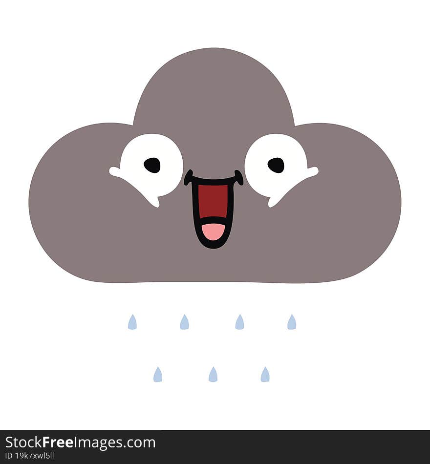 flat color retro cartoon storm rain cloud