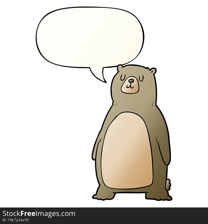 cartoon bear and speech bubble in smooth gradient style