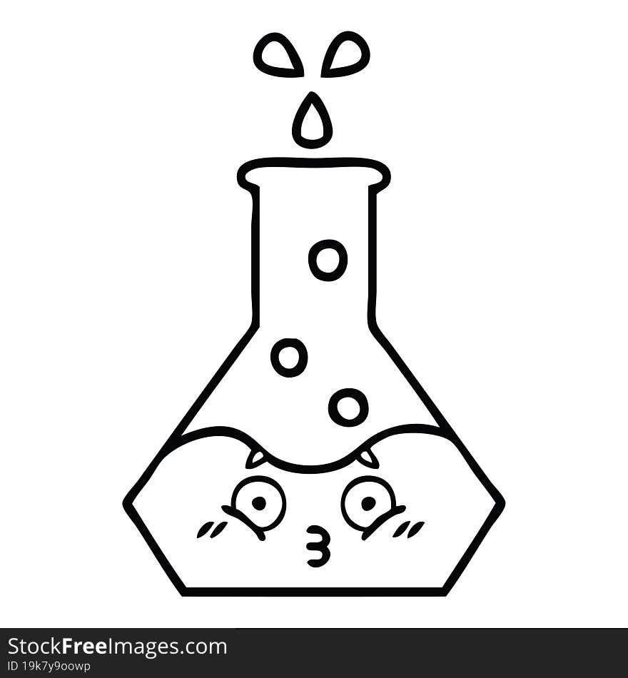 line drawing cartoon science beaker