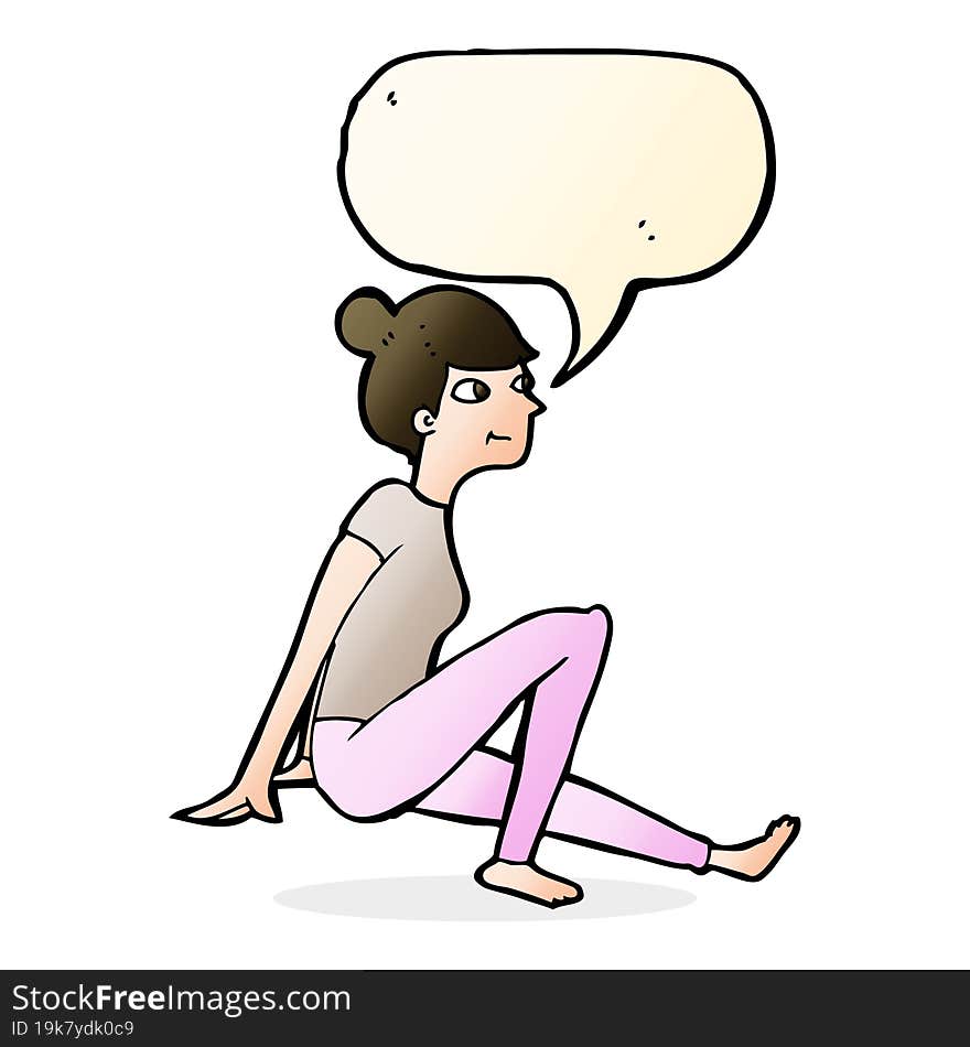 cartoon woman sitting with speech bubble