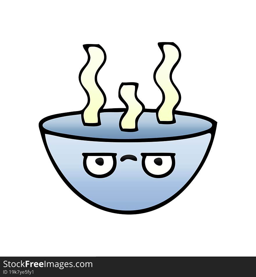 Gradient Shaded Cartoon Bowl Of Hot Soup