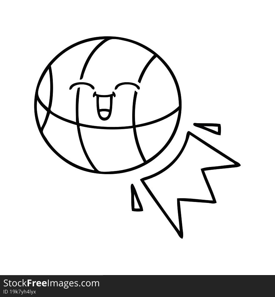 line drawing cartoon of a basketball