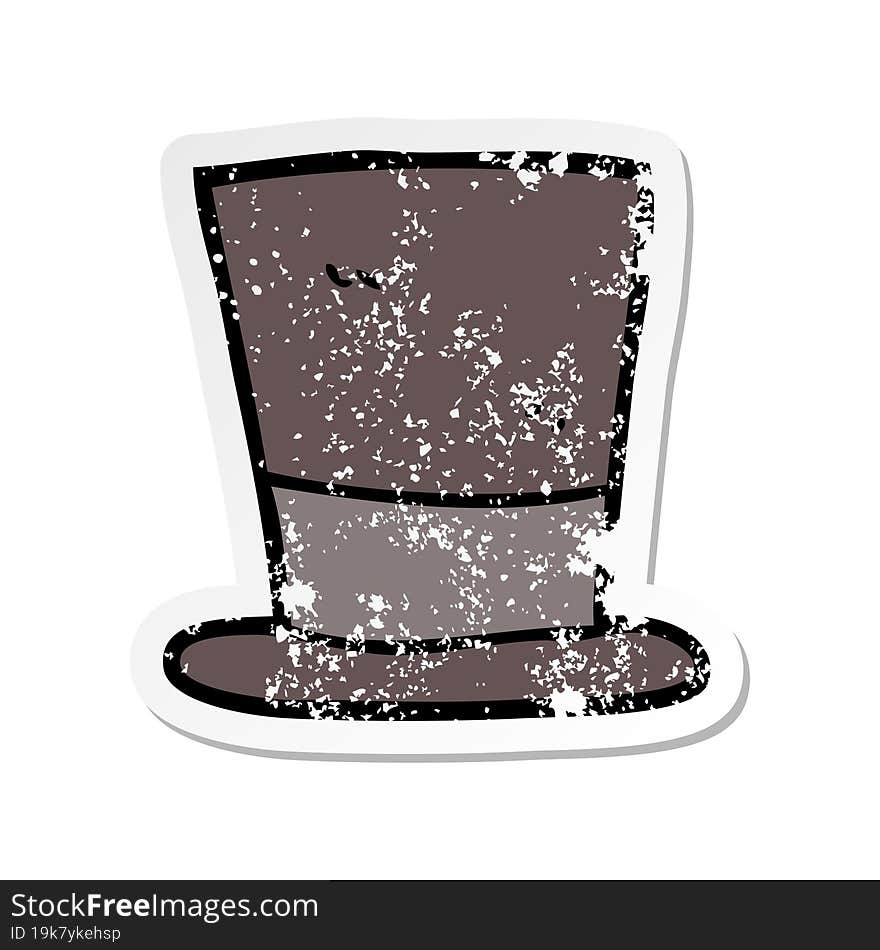 retro distressed sticker of a cartoon top hat