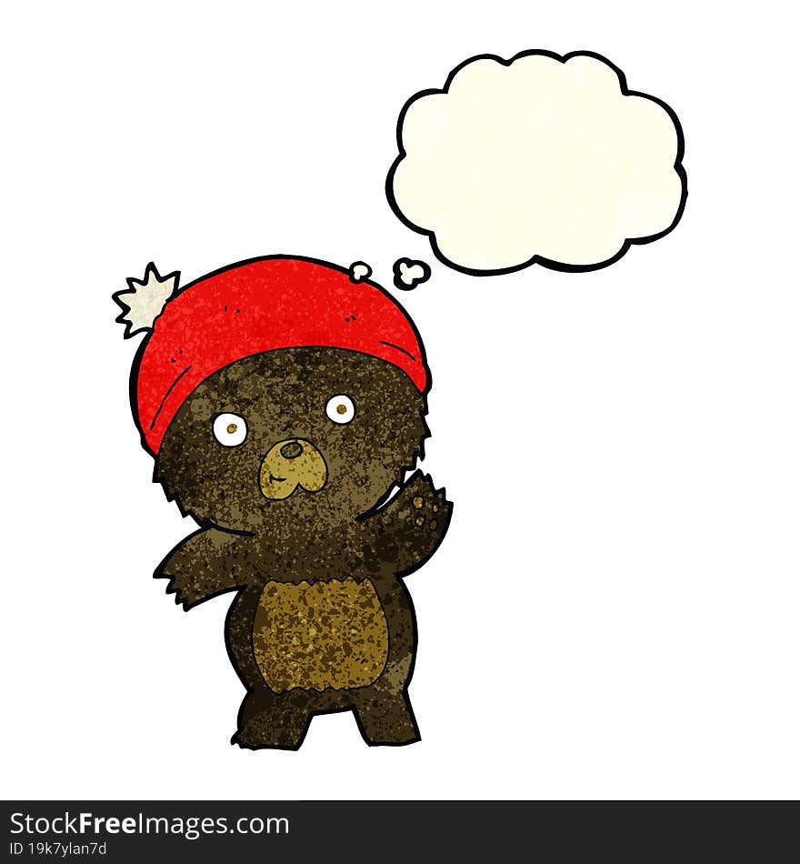 Cute Cartoon Black Bear With Thought Bubble