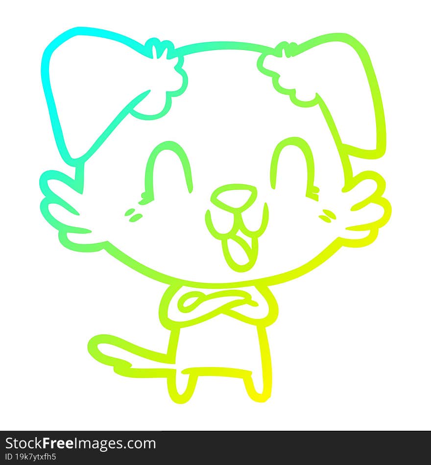 cold gradient line drawing laughing cartoon dog