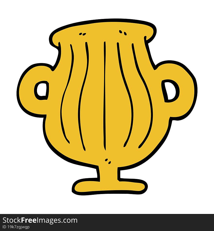 hand drawn doodle style cartoon of a golden vase