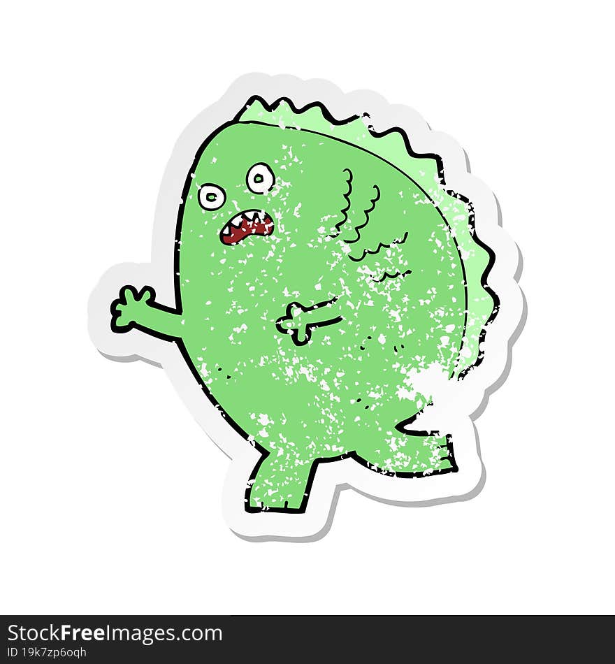 retro distressed sticker of a cartoon monster