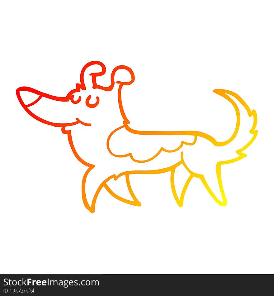 Warm Gradient Line Drawing Cartoon Dog