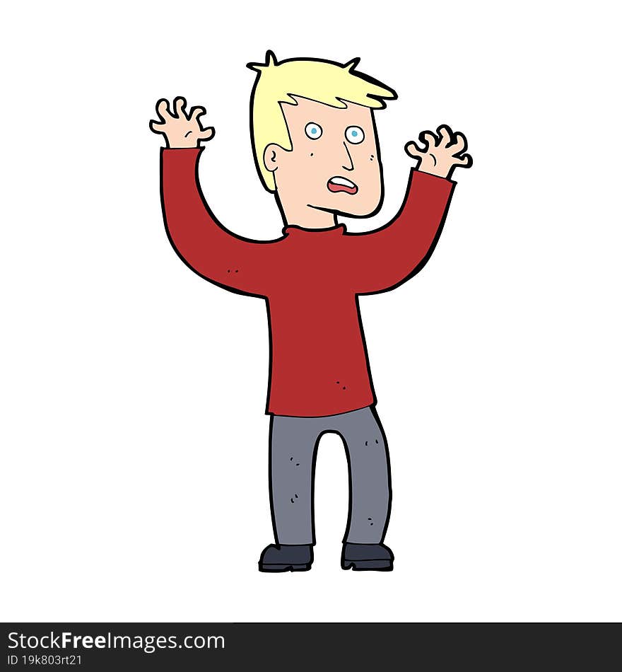 Cartoon Terrified Man