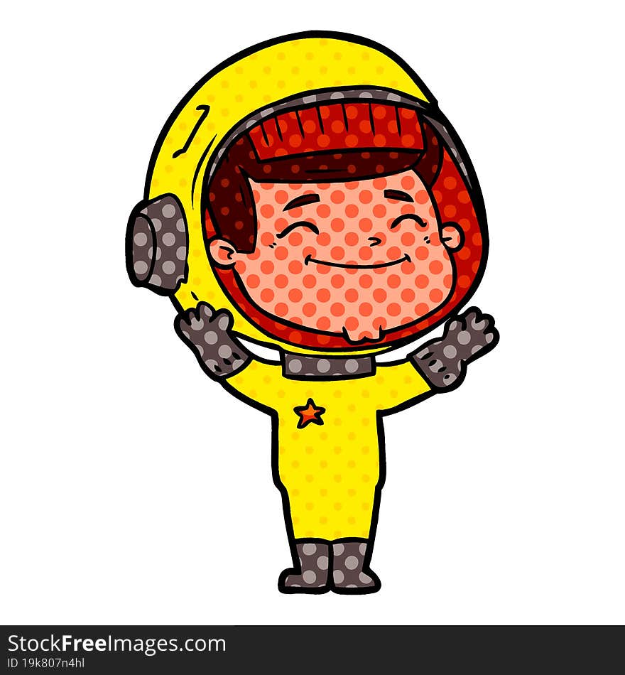 happy cartoon astronaut. happy cartoon astronaut