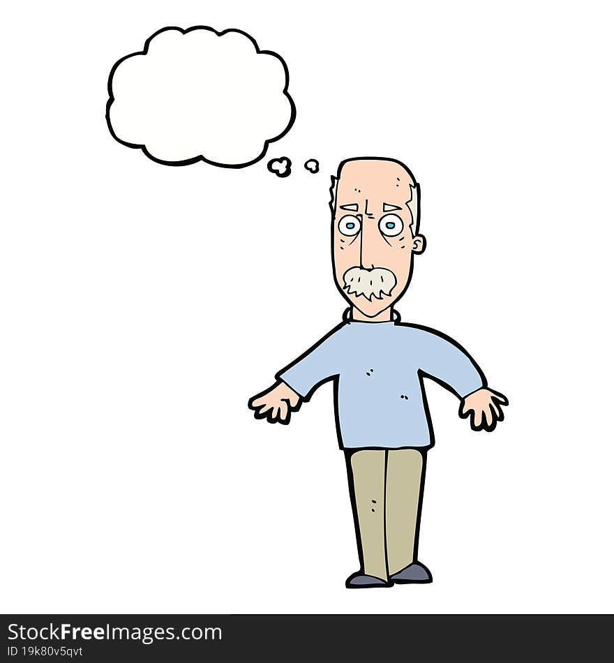 Cartoon Annoyed Old Man With Thought Bubble