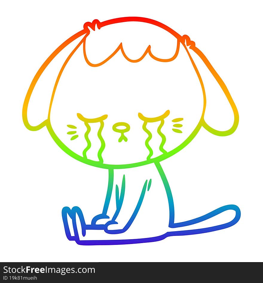 rainbow gradient line drawing cartoon dog