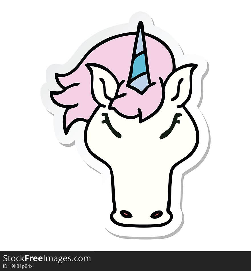 sticker of a quirky hand drawn cartoon unicorn