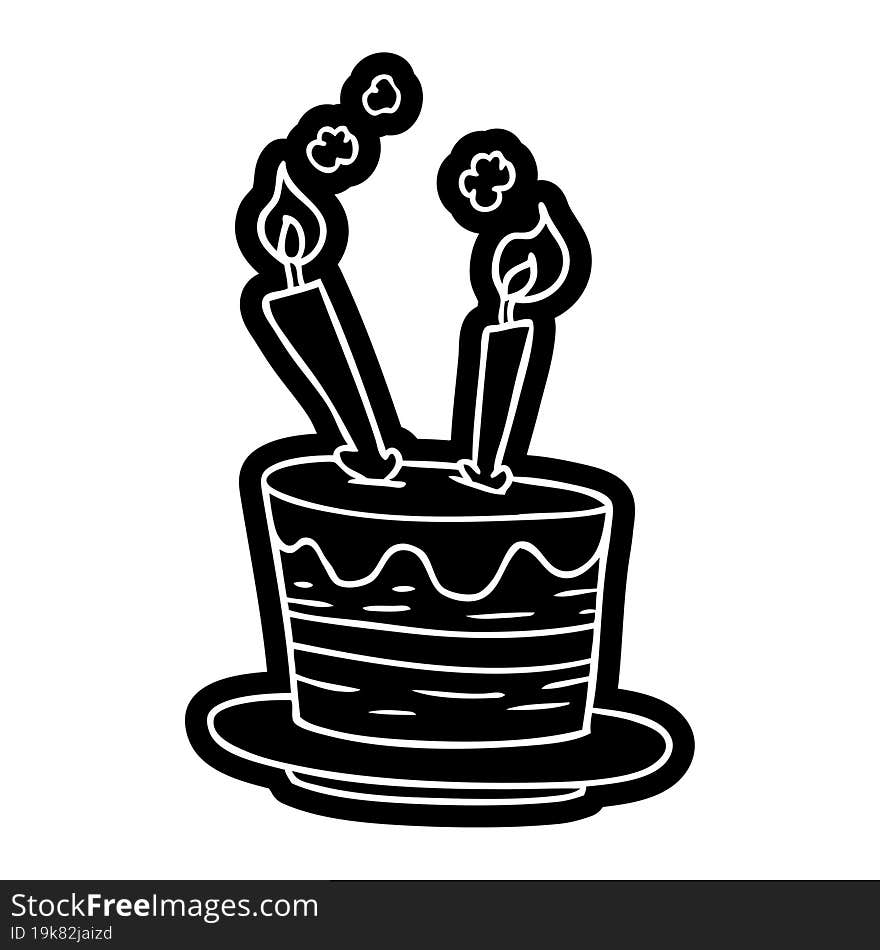 cartoon icon drawing of a birthday cake