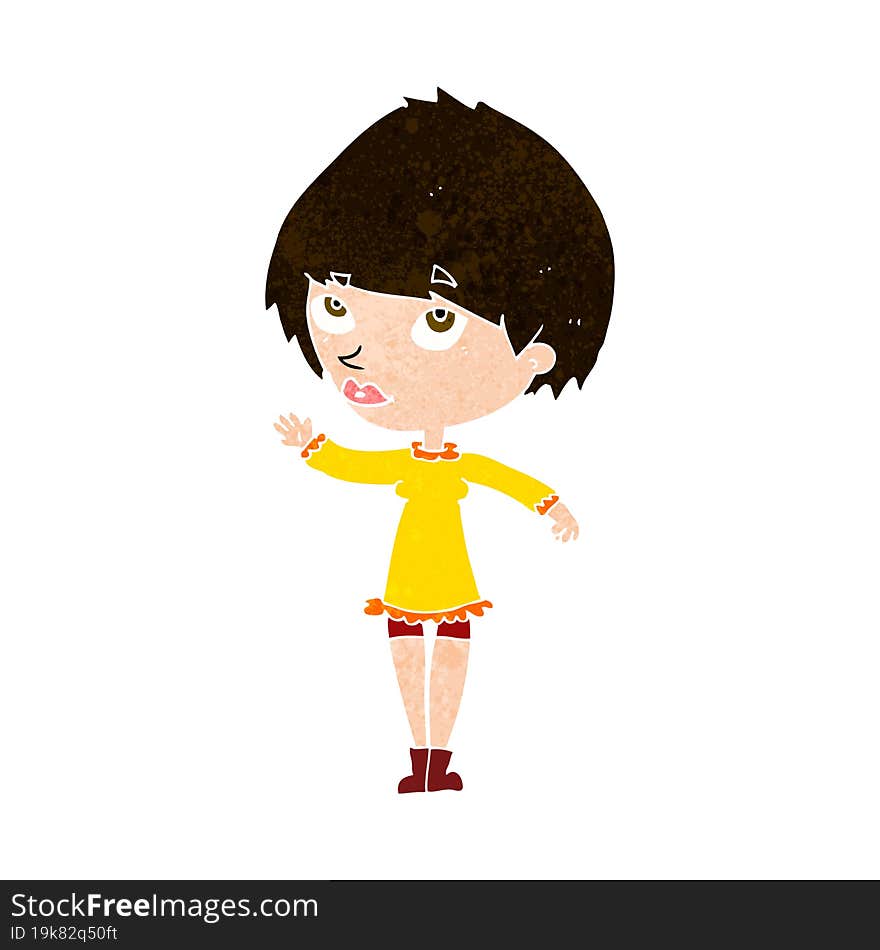 cartoon woman waving