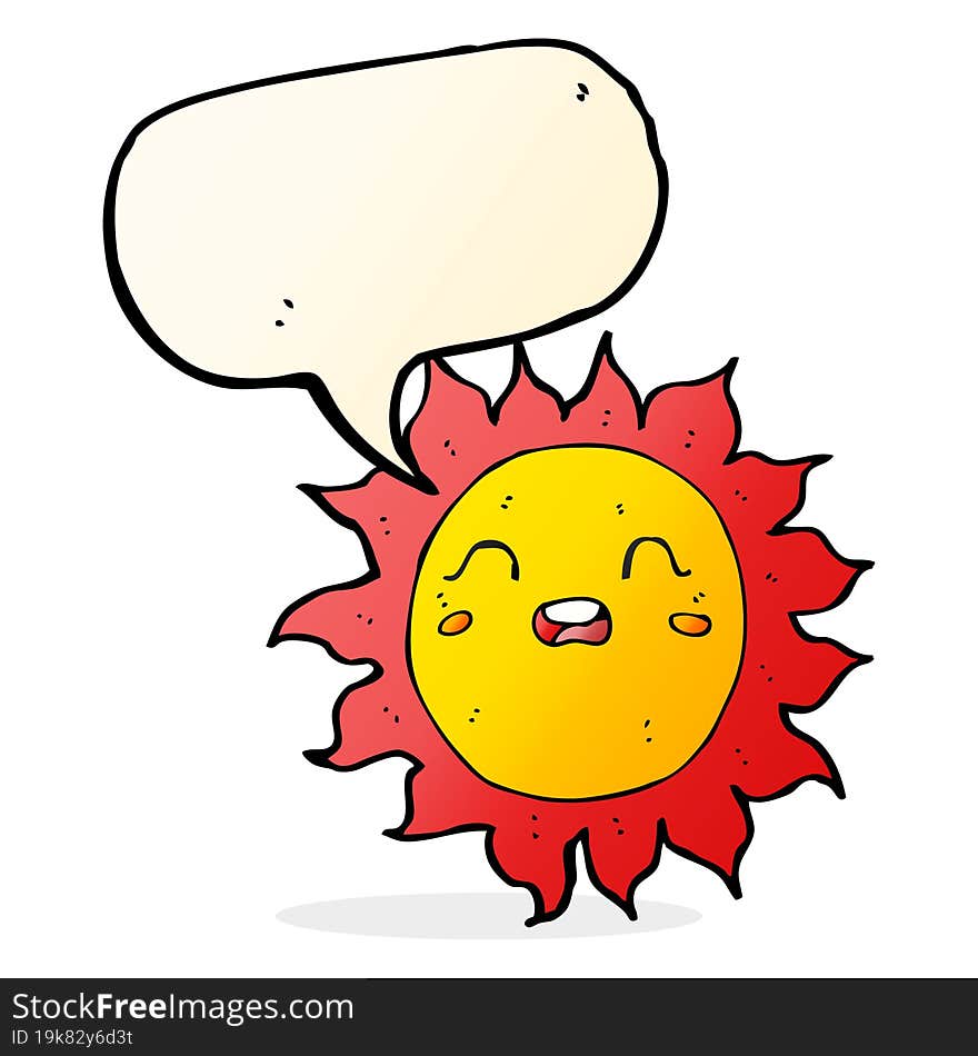 cartoon sun with speech bubble