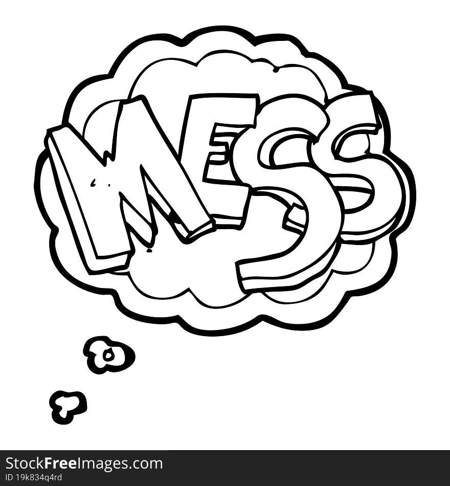 freehand drawn thought bubble cartoon mess