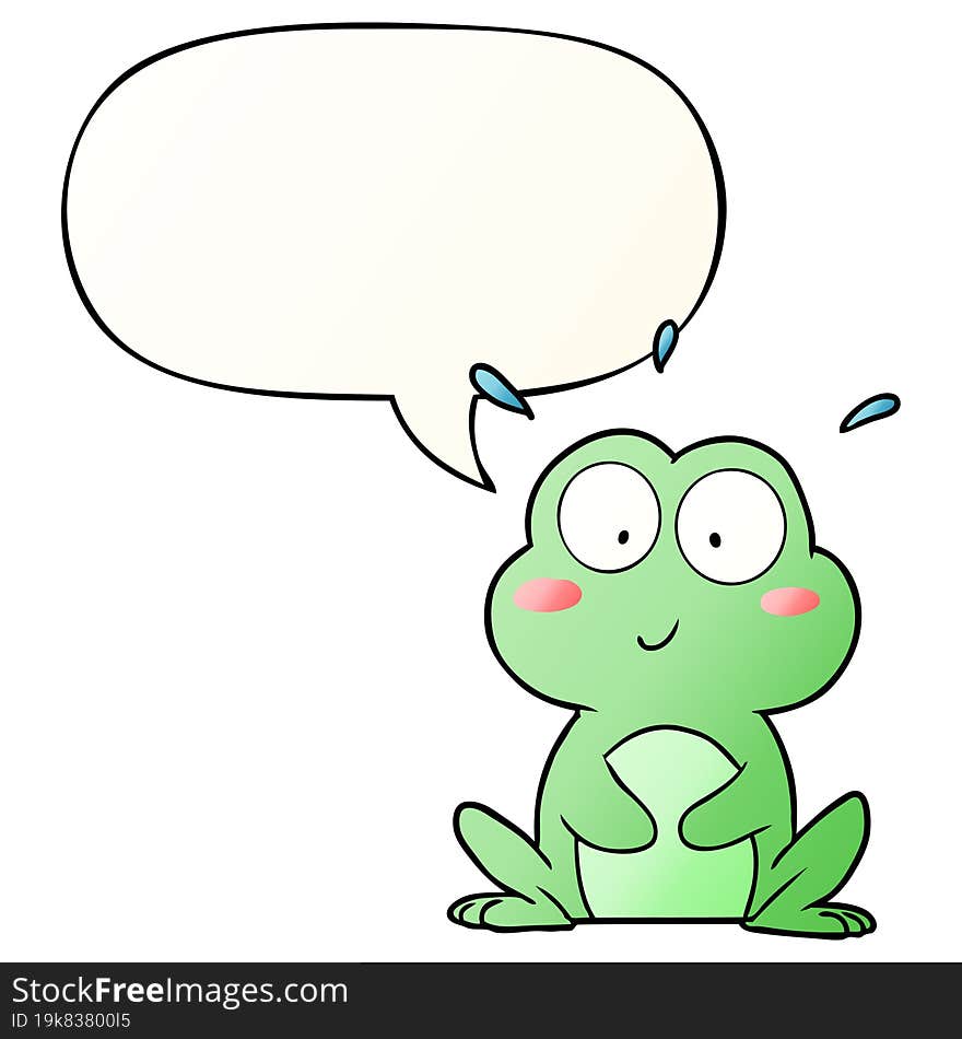 cute cartoon frog with speech bubble in smooth gradient style