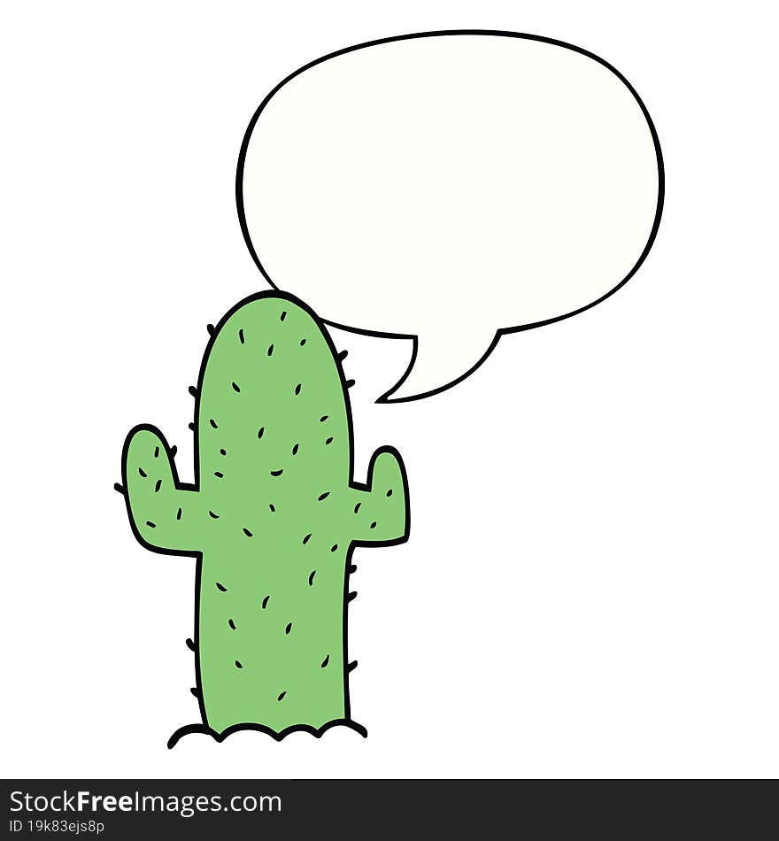 Cartoon Cactus And Speech Bubble