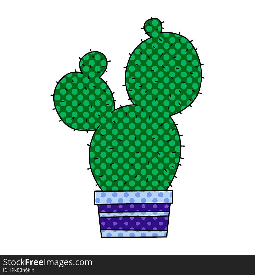 quirky comic book style cartoon cactus