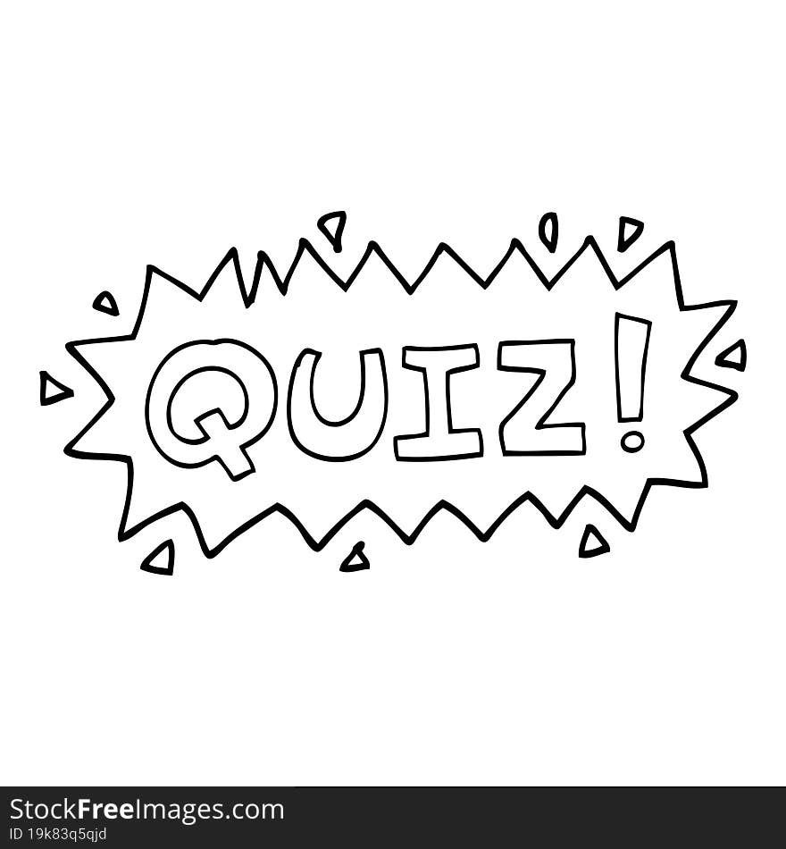 black and white cartoon quiz symbol