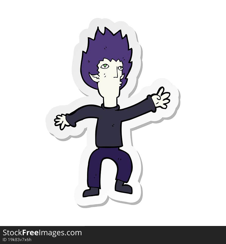 sticker of a cartoon vampire