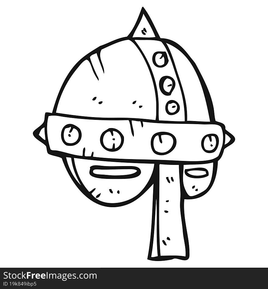 black and white cartoon medieval helmet