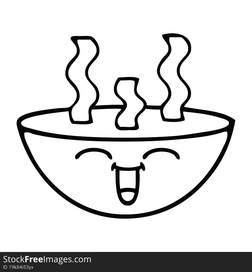 Line Drawing Cartoon Bowl Of Hot Soup