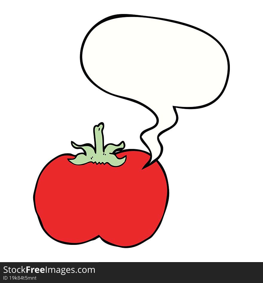 Cartoon Tomato And Speech Bubble