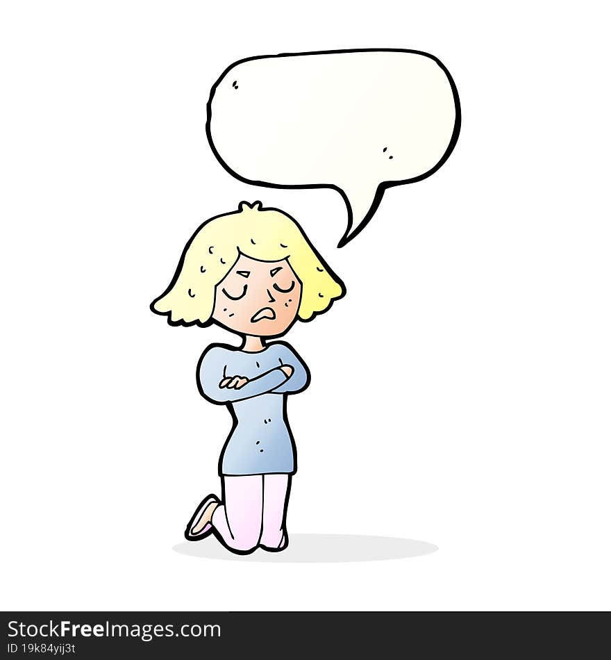 cartoon annoyed woman with speech bubble