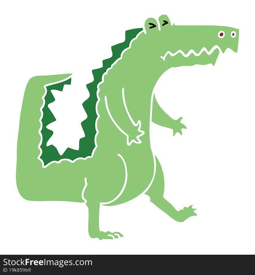 Quirky Hand Drawn Cartoon Crocodile