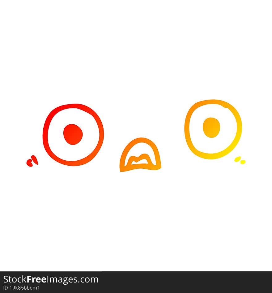 Warm Gradient Line Drawing Cute Cartoon Face