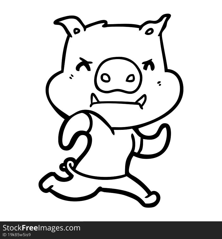 angry cartoon pig running. angry cartoon pig running