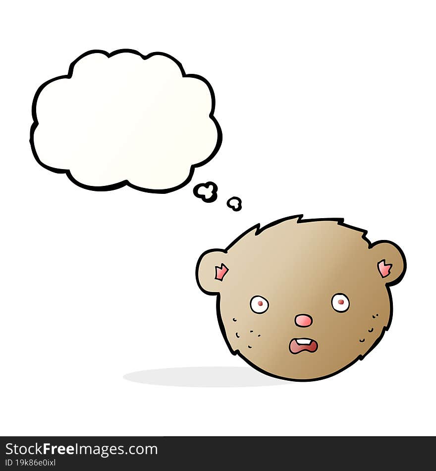 cartoon teddy bear face with thought bubble